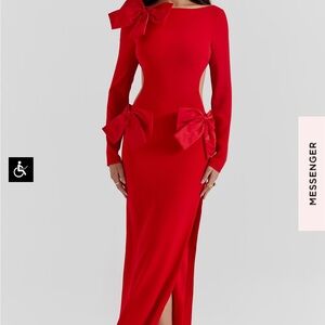 House of CB RED BOW MAXI DRESS
